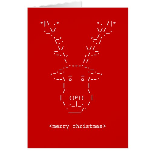 Merry Christmas Geek Reindeer ASCII Art card | Zazzle