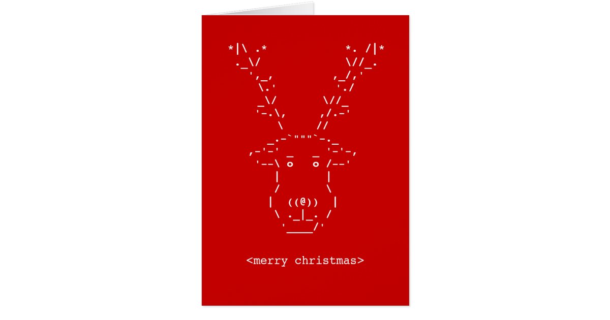 Merry Christmas Geek Reindeer ASCII Art card | Zazzle