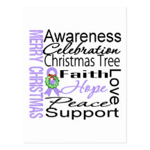 Merry Christmas General Cancer Ribbon Collage Postcard