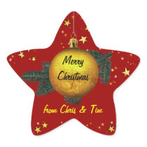Merry Christmas Gift Tag Star Sticker