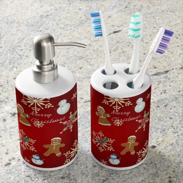 MERRY CHRISTMAS GINGERBREAD MAN BATHROOM SET