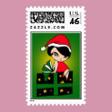 Merry Christmas!! GirlM stamp (P211) by pocketsfulloflove Merry Christmas!! GirlM stamp (P211)