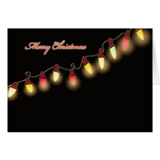 Merry Christmas, glowing Christmas lights Greeting Card