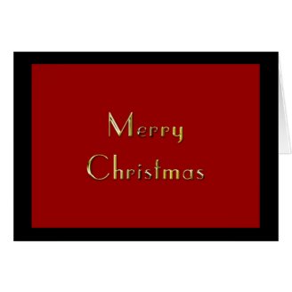 Merry Christmas: Gold Metal Embossed on Red Black Card