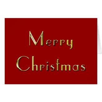 Merry Christmas: Gold Metal Embossed on Red Cards