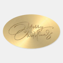 Merry Christmas Gold Sticker Embossed Look