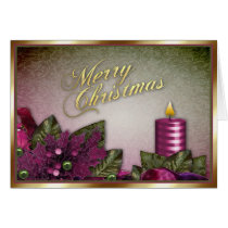 Merry Christmas Gold Sugar Plum Berries Card cards