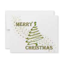 Merry Christmas Gold Tree invitations
