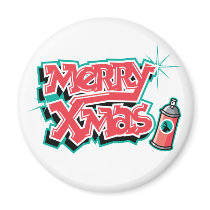 Merry Christmas Graffiti magnets by alternateworlds Merry Christmas Graffiti magnets
