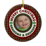 Merry Christmas Grandma and Grandpa Holiday Photo ornaments