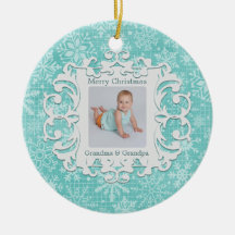 Merry Christmas Grandma and Grandpa Holiday Photo Christmas Tree Ornaments