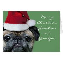 Merry Christmas Grandma  and Grandpa Pug  card