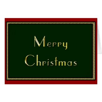 Merry Christmas: Green and Red with Gold Trim Greeting Cards