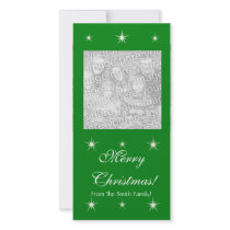 Merry Christmas Green Frame w/ Stars photo cards