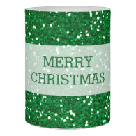 Merry Christmas Green Glitter Festive Flameless Candle