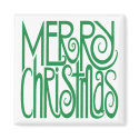 Merry Christmas Green Magnet by floatinglemons Merry Christmas Green Magnet