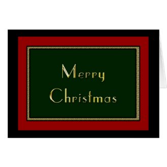 Merry Christmas: Green, Red, Black with Gold Trim Greeting Cards