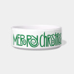 Merry Christmas green Small Pet Bowl