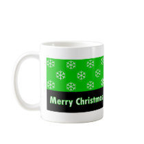 Merry Christmas Green Snow Flake mugs