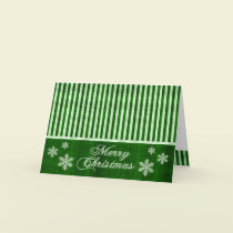 Merry Christmas Green Snowflakes Holiday Card
