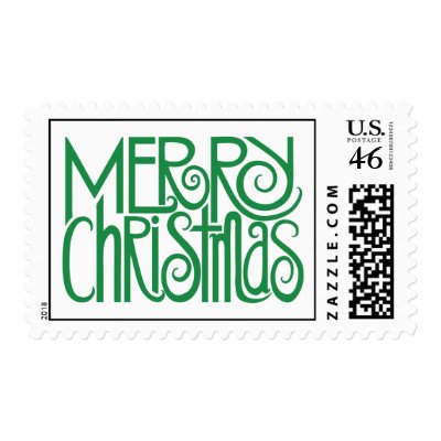 Merry Christmas Green Stamp by floatinglemons
