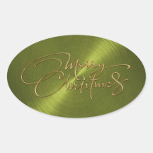 Merry Christmas Green Sticker Embossed Look