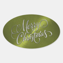Merry Christmas Green Sticker Embossed Look
