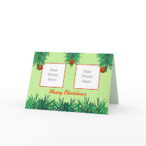 Merry Christmas Greens on Green (photo frame) cards by xfinity7 Merry Christmas Greens on Green (photo frame) cards