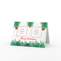 Merry Christmas Greens on White (photo frame) cards by xfinity7 Merry Christmas Greens on White (photo frame) cards