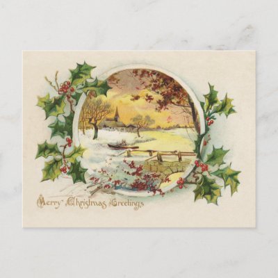 Merry Christmas Greetings Vintage Postcard