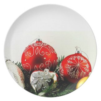 Merry Christmas Happy New Year baubles Dinner Plate