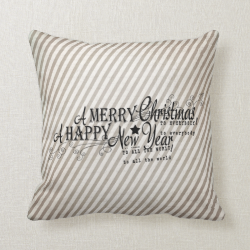 Merry Christmas Happy New Year Holiday Pillow