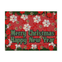 Merry Christmas Happy New Year postcards