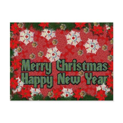 Merry Christmas Happy New Year postcards