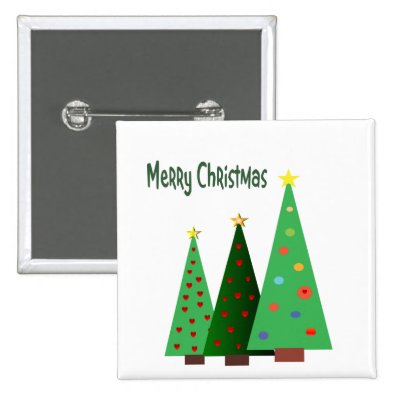 Merry Christmas. Holiday decorated trees Pins