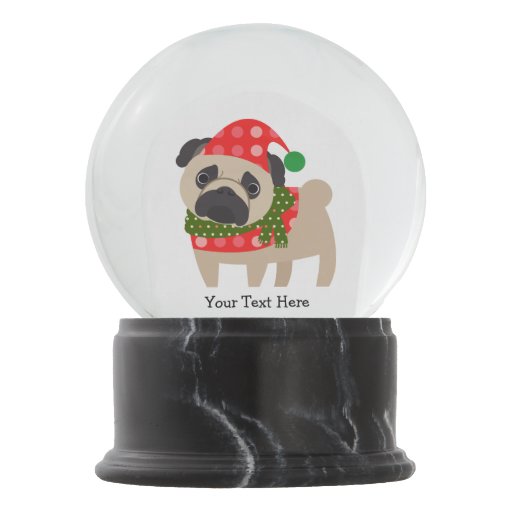 Merry Christmas Holiday Pug Dog Snow Globe Zazzle