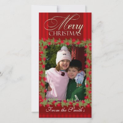 Merry Christmas Holly Berry Photo Card template