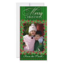 Merry Christmas Holly Berry Photo Card template photo cards