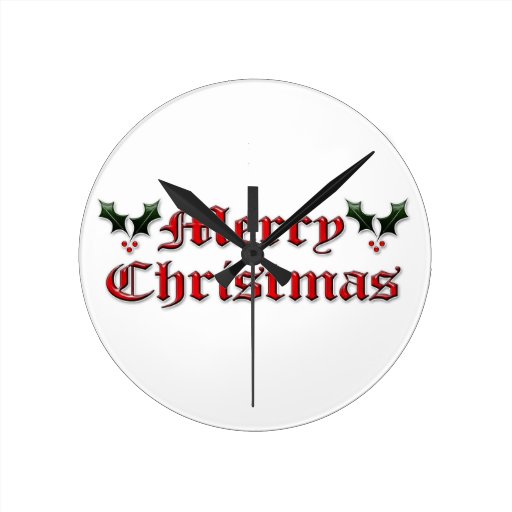 Merry Christmas - Holly Round Clocks