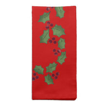 Merry Christmas Holly Printed Napkin