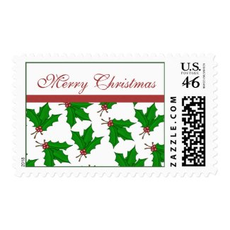 Merry Christmas Holly Postage Stamp stamp