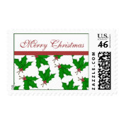 Merry Christmas Holly Postage Stamp stamp
