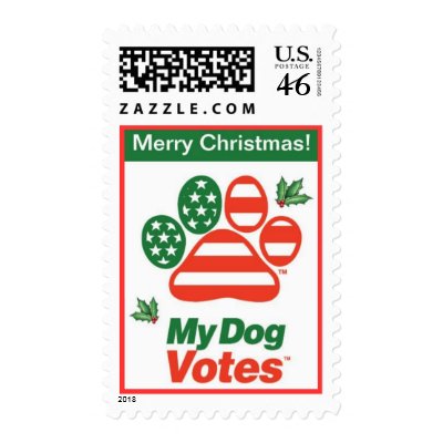 Merry Christmas Holly Stamp From My Dog Votes by MyDogVotes