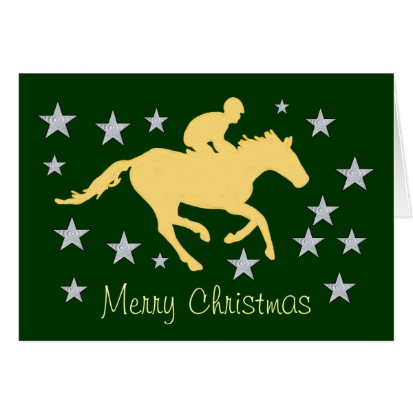 Merry Christmas Horse and Stars Greeting Card