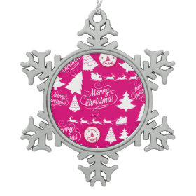Merry Christmas Hot Pink Holiday Xmas Design Ornaments