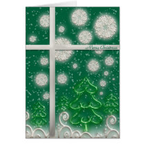 christmas, pines, trees, snow, snowflakes, holidays, winter, merry, gift, Card with custom graphic design