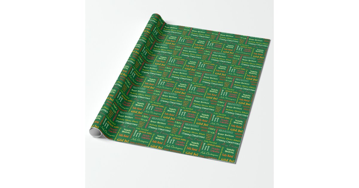 Merry Christmas in different languages Wrapping Paper | Zazzle