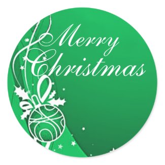 MERRY CHRISTMAS in GREEN by SHARON SHARPE Classic Round Sticker