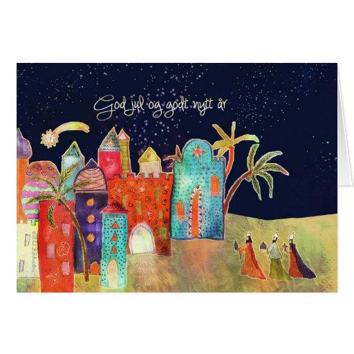 Merry Christmas in Norwegian, Bethlehem Card | Zazzle