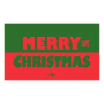 Merry Christmas in Red and Green Rectangular Stickers
